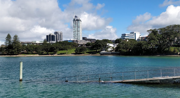Takapuna Beach Reserve - Boat ramp at Takapuna Beach.