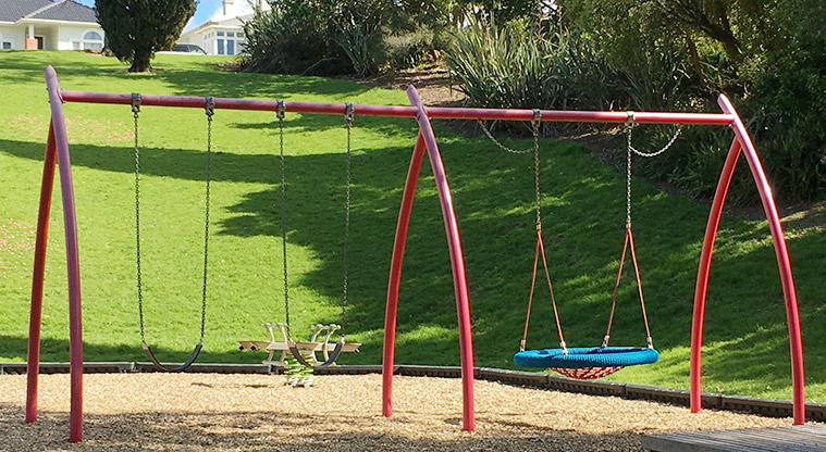 Taumata Reserve - Set of three swings including a basket swing. Photo credit: S Hulse.