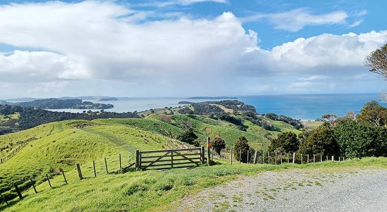 Te Muri Regional Park - Looking across the park land with Kawau and Motuora islands in the background.