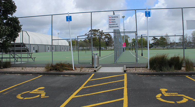 Te Pai Park - Accessible car parks in front of the netball courts.