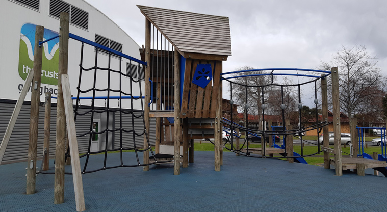 Te Pai Park - Closer view of the rope net and bridge. Photo credit: Tracey Hodder.