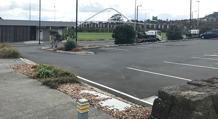 Valonia Reserve  - The car park with toilets and bridge in the background. Photo credit: S Hulse.