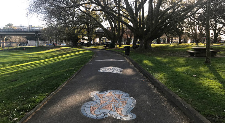 Victoria Park - Perimeter footpath with tile artwork.