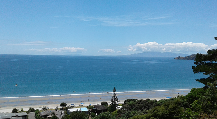 Waiheke Backpackers Hostel - View of the beach and sea.