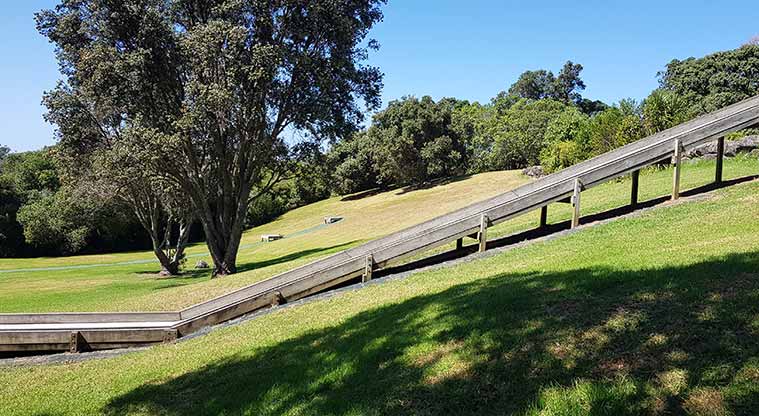 Waikōwhai Park - The long slide goes down the hill to the middle of the park.