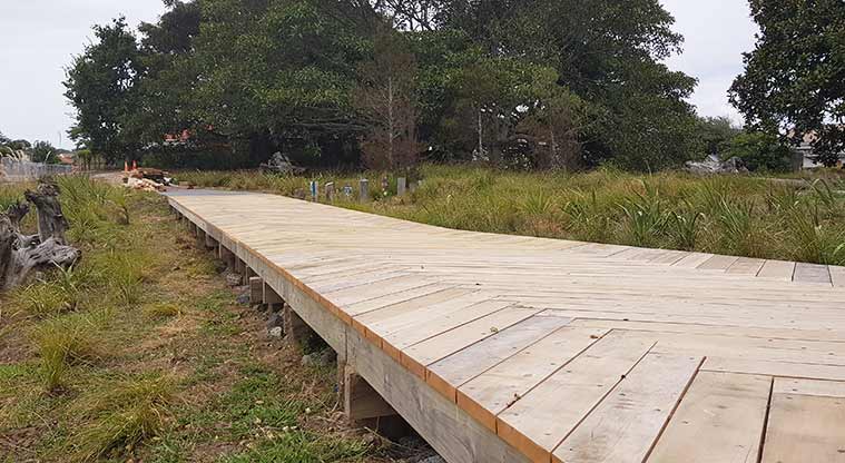 Walmsley Park - the boardwalk along a section of the path.