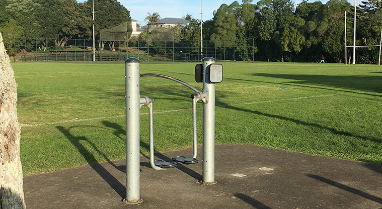 Warren Freer Park - Piece of fitness equipment in front of the car park. Photo credit: S Hulse.