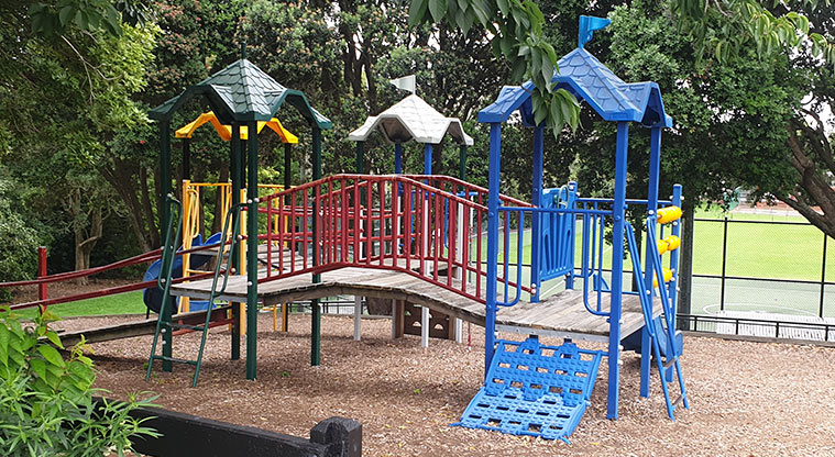 Warren Freer Park – Playground with climbing equipment, bridge and slide. Photo credit: J Grigg.