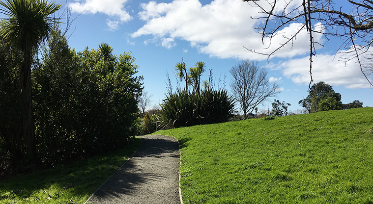 Watea Reserve - Section of gravel path going up a slope. Photo credit: S Hulse.