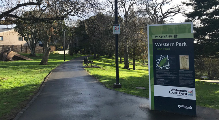 Western Park - Ponsonby Road entrance to the park.