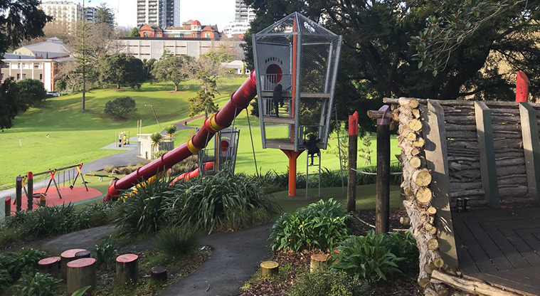 Western Park - Playground looking down from the top of the slide.