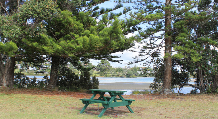 Western Reserve - A picnic table nestled between trees overlooking the water. Photo credit: M Loubser.