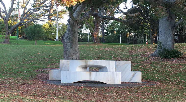 Western Springs Lakeside - Marble picnic table on the Great North Road side of the lake.