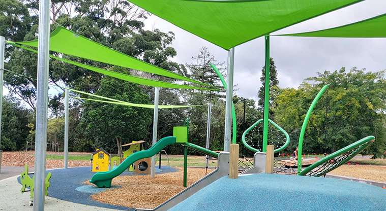 Western Springs Lakeside - Play area for small children with sails providing shade.