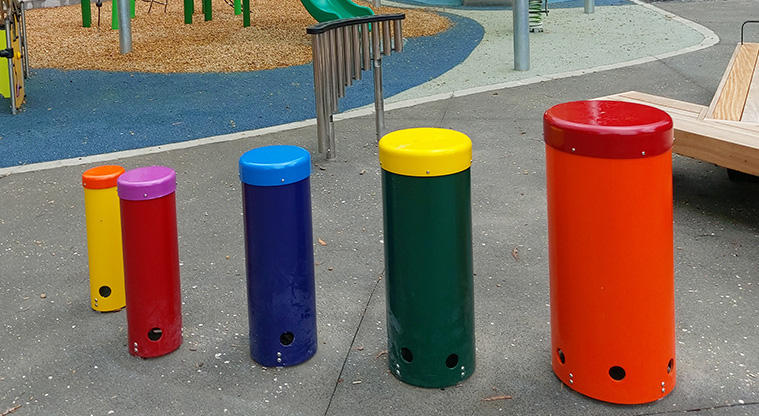 Western Springs Lakeside - Colourful sound play equipment.