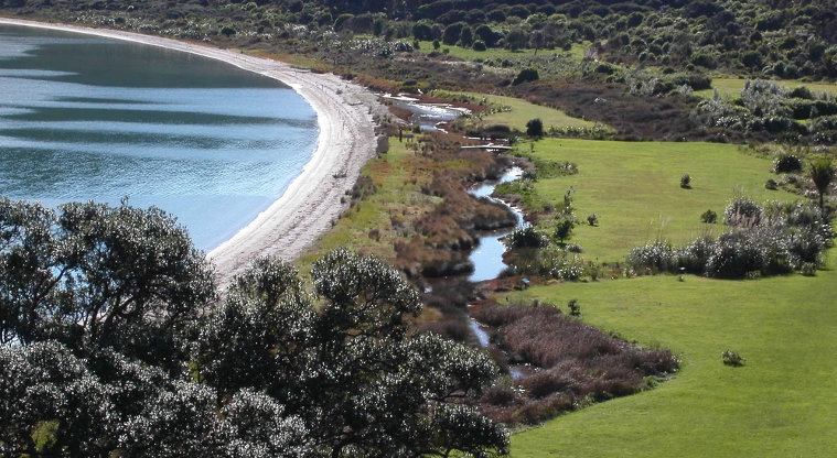 Whakanewha Regional Park - View of the Shell Spit Wildlife Area.