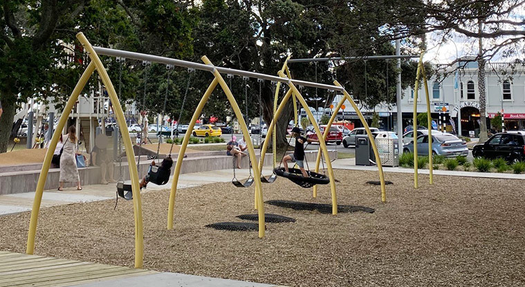 Windsor Reserve - Set of five swings, including an accessible basket swing.