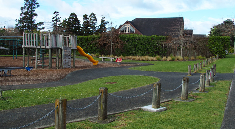 Xena Park - The playground from the street. Photo credit: Tracey Hodder.