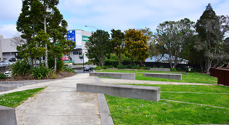 Zion Hill Reserve - Section of the grassed and paved area with concrete seating. Photo credit: Aleksandar Ćirilović.