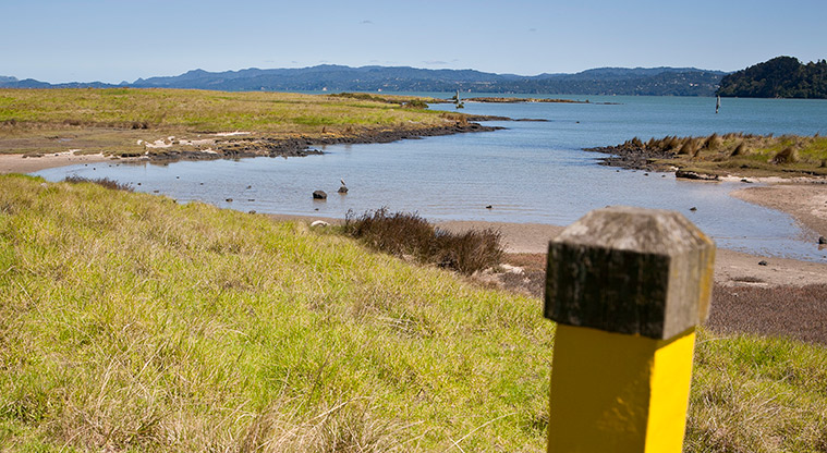 Ambury Foreshore Path - Follow the yellow markers to stay on the path.