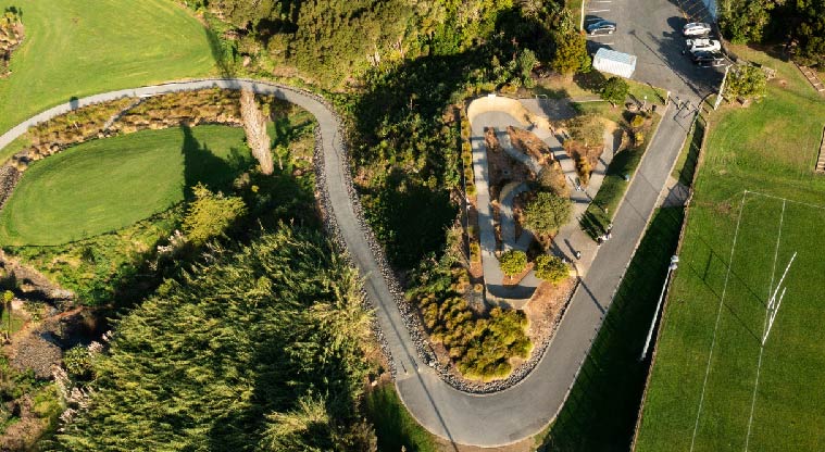 Birkenhead War Memorial Path - Birdseye view of BMX pump track.