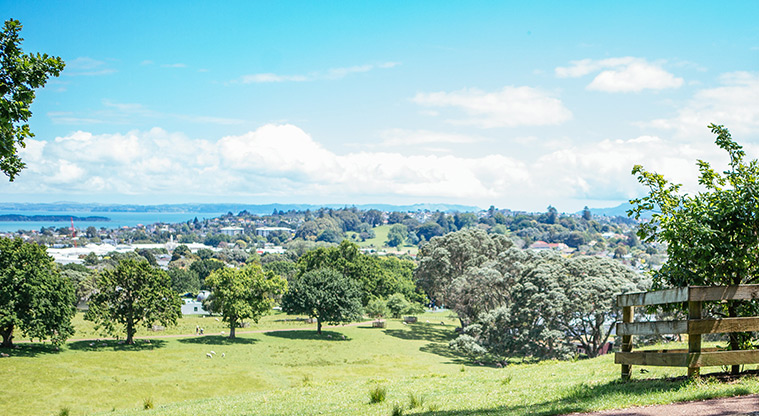 Cornwall Park Loop Path - View looking over Manukau Harbour