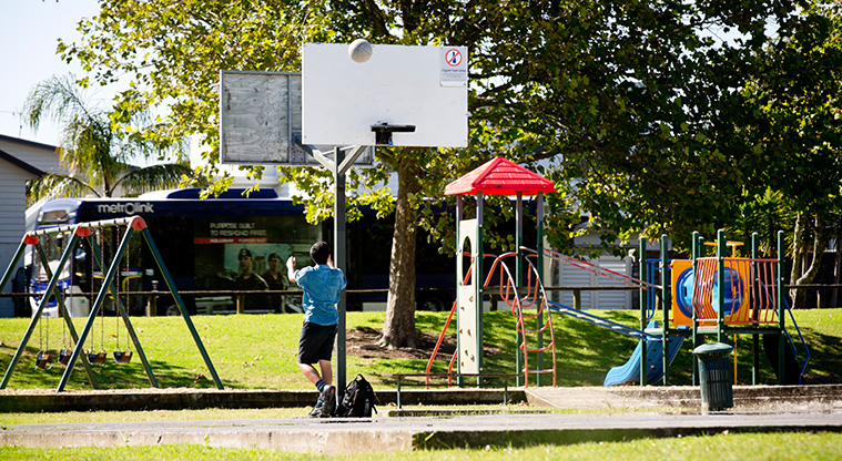 Crossfield Path - Basketball court and playground at Crossfield Reserve.