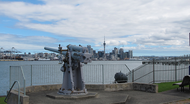 Devonport Navy Base Path - Military guns outside the naval base.