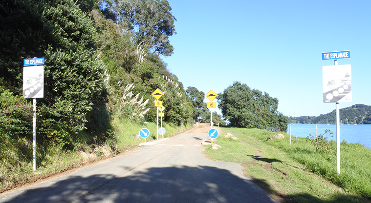 Esplanade Path - Cars are allowed and speed is controlled by traffic 'calming' measures.
