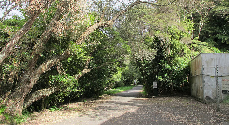 Exhibition Drive Track - Track start alongside Watercare reservoir.