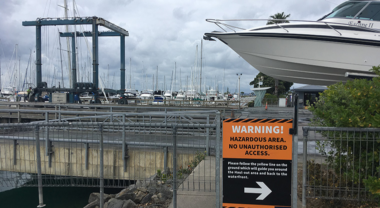 Gulf Harbour Marina Path - Follow the short marked detour when boats are being worked on