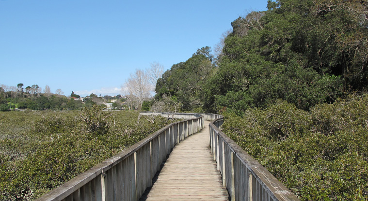 Hobson Bay East Path - Boardwalk section to Shore Road.