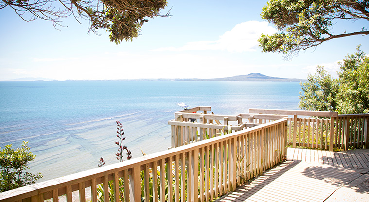 Kennedy Park to Castor Bay Path - view to Rangitoto Island from Kennedy Park