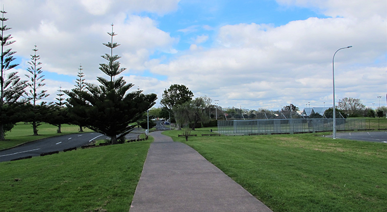 Lloyd Elsmore Path - Cross the road and follow the path towards the Historic Village.