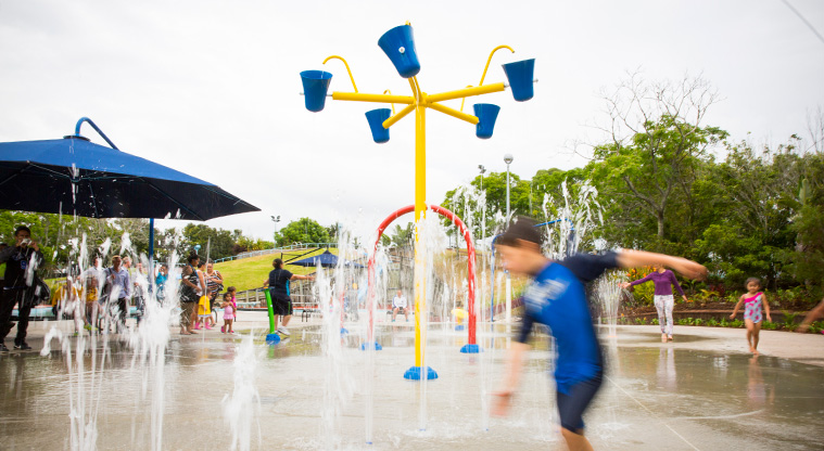 Mangere Centre Path - Outdoor water play at Moana-Nui-a-Kiwa Pool and Leisure Centre.