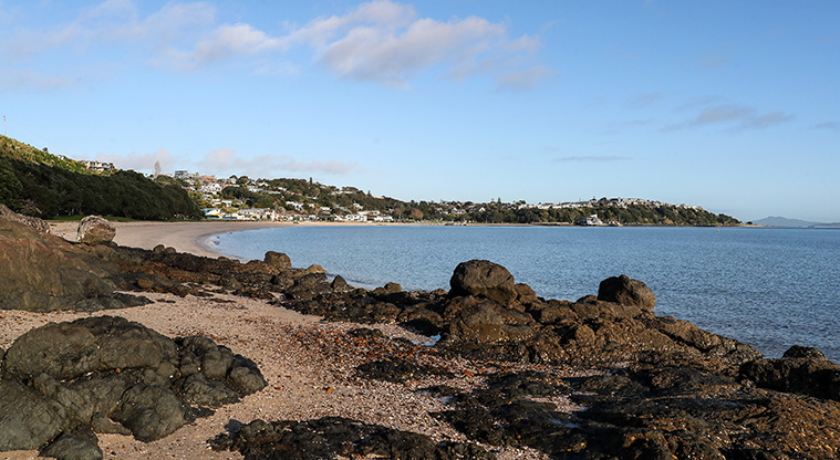 Maraetai Beach Path - Short section of rocks to negotiate at the eastern end of the beach