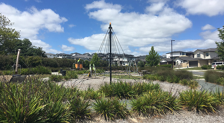 Millwater Path - Climbing web at Timberlands Reserve playground.