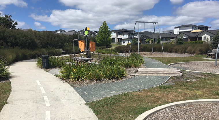 Millwater Path - Kids learn-to-ride track at Timberlands Reserve playground.