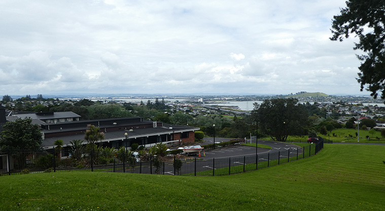 Monte Cecilia Path - View from the path towards Māngere Mountain.