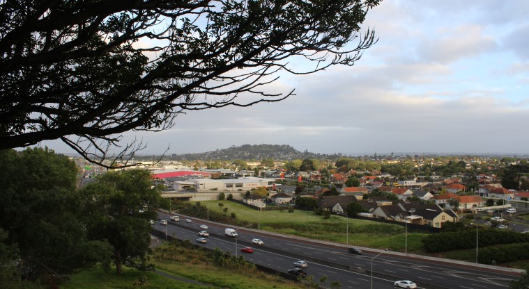 Pukewīwī / Puketāpapa / Mt Roskill Path - View looking towards Ōwairaka / Te Ahi-kā-a-Rakataura / Mt Albert.