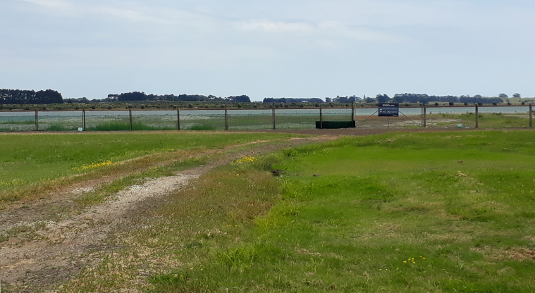 Māngere Foreshore Path - A section of path with farm gate beside the bird roosting areas.