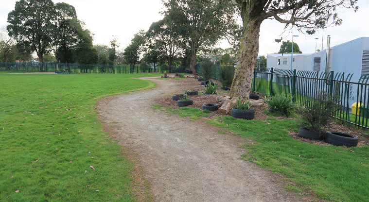 Nga Iwi School Path - Flat cycle path around the edge of the field at Nga Iwi School.