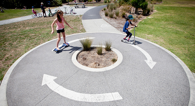 Onepoto Beginner’s Path - Scooters, balance bikes and bicycles are great on this path.