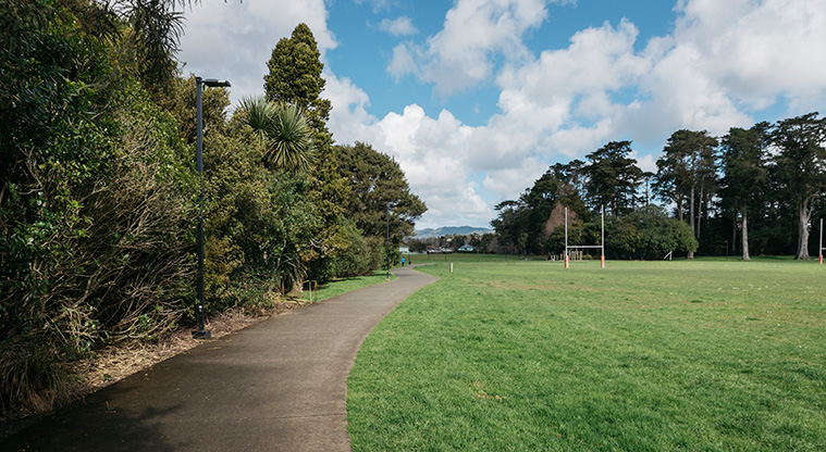 Opanuku Stream Path - The path runs alongside the sports fields at Henderson Park.