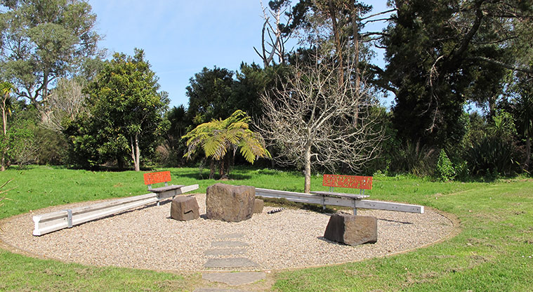 Oratia Stream Path - Seating and reflection area.