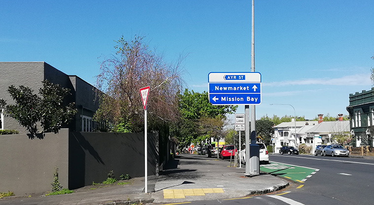 Parnell Path - Cross the road and continue down Parnell Road turning left at Ayr Street.