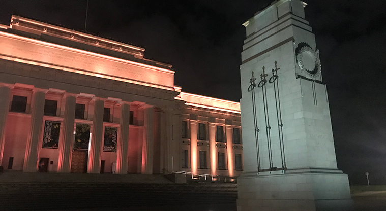 Pukekawa Gardens and Museum Path - Museum at night.
