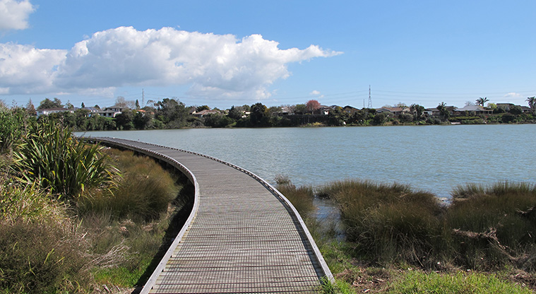 Pāhurehure Esplanade Path – Boardwalk running along the coast.
