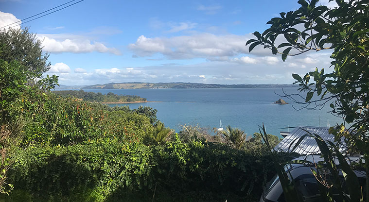 Rocky Bay Roads Path - As you climb, the views across the Tamaki Strait get better.