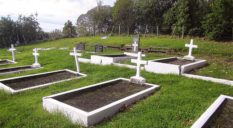 Rotoroa Island North Path - The island cemetery is on a headland of the North Loop.